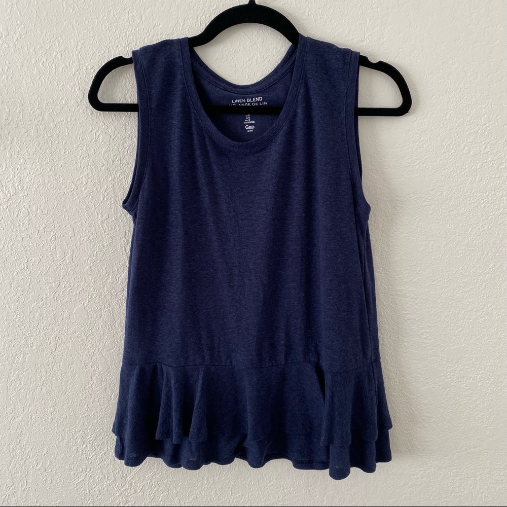 Gap - Navy Blue Sleeveless Peplum Tank Top Small